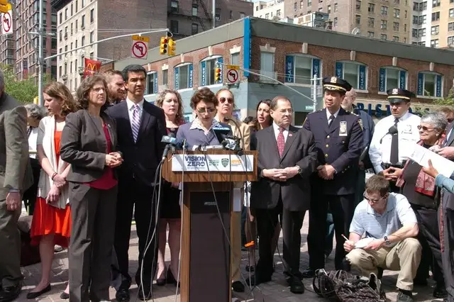 DOT Commissioner Polly Trottenberg and other officials at today's press conference.